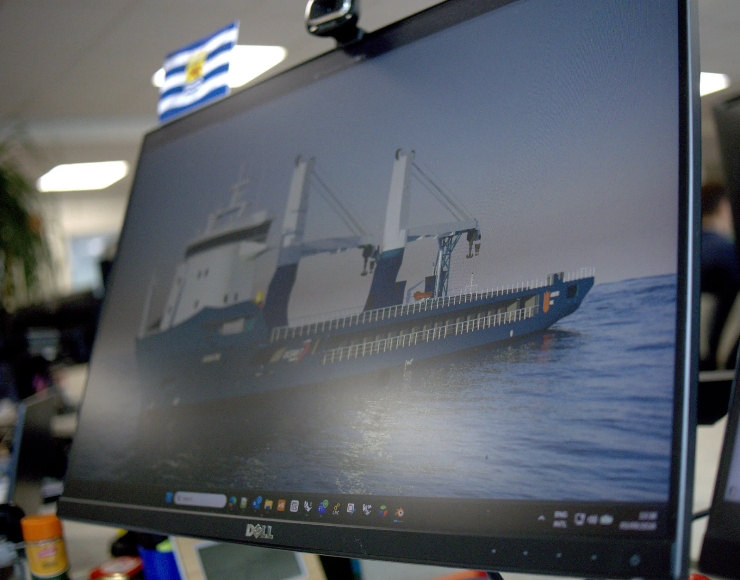 Concept render of a general cargo vessel on screen